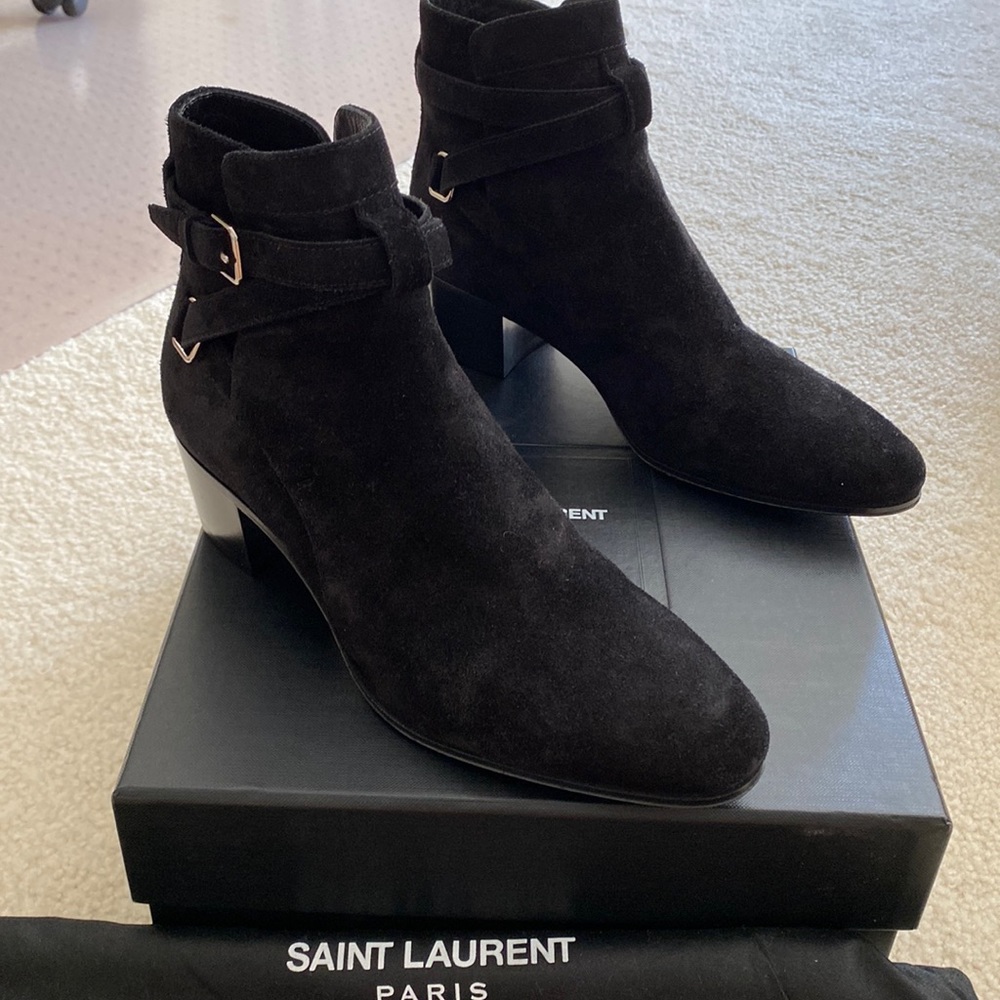 Saint Laurent Blake Jodhpur women’s black suede ankle boots